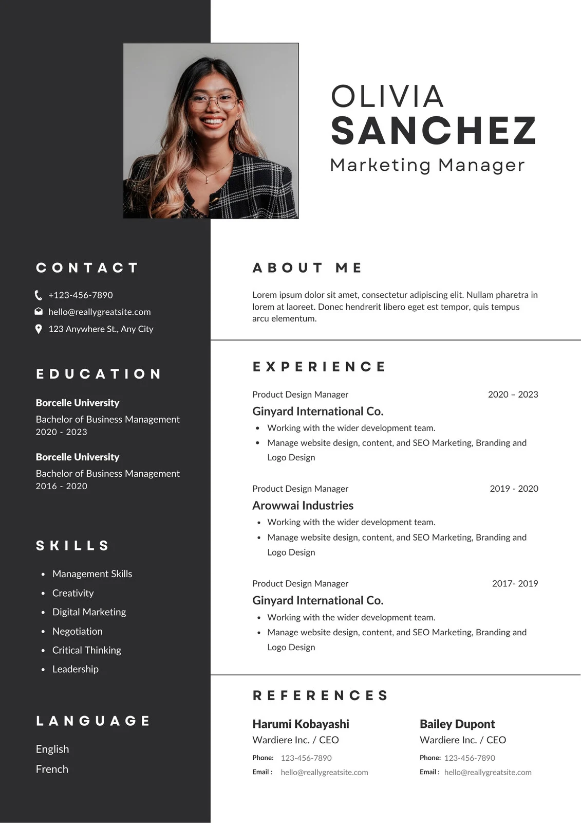 Grey Modern Professional CV Template